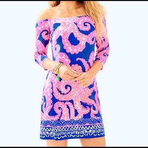 Lilly Pulitzer Laurana Ikat Blue Dress Size 00 Brand New with Tags